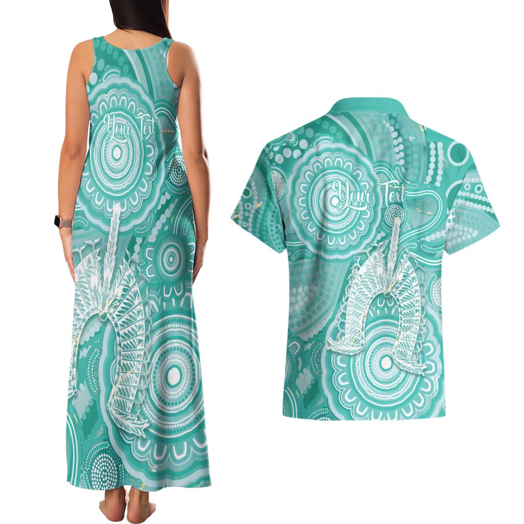 50 Years Deadly NAIDOC Week 2026 Personalised Couples Matching Tank Maxi Dress and Hawaiian Shirt Dhari Cyan Indigenous Art