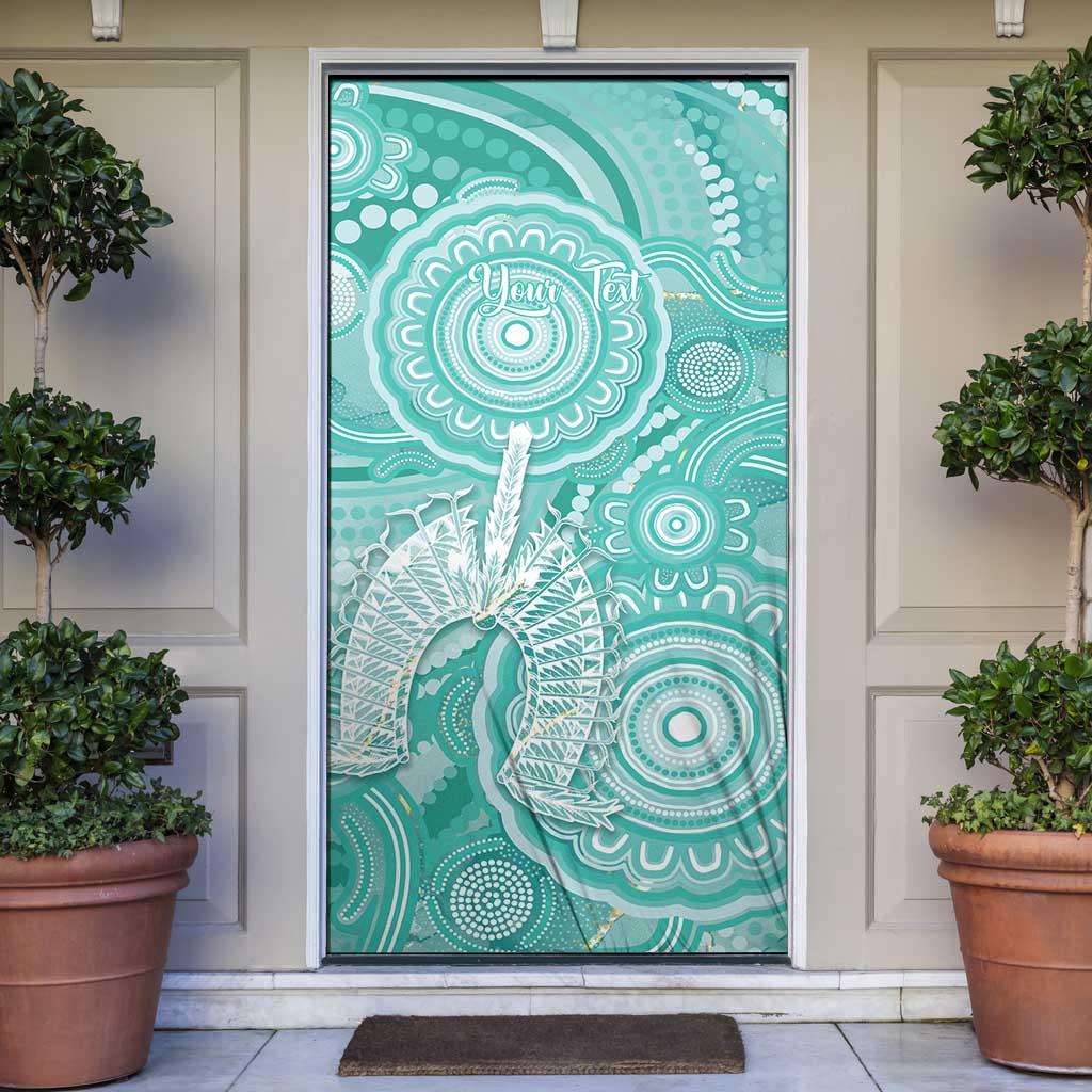 50 Years Deadly NAIDOC Week 2026 Personalised Door Cover Dhari Cyan Indigenous Art