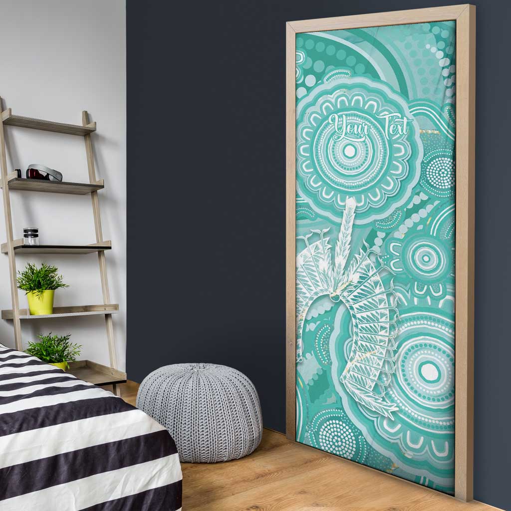 50 Years Deadly NAIDOC Week 2026 Personalised Door Cover Dhari Cyan Indigenous Art