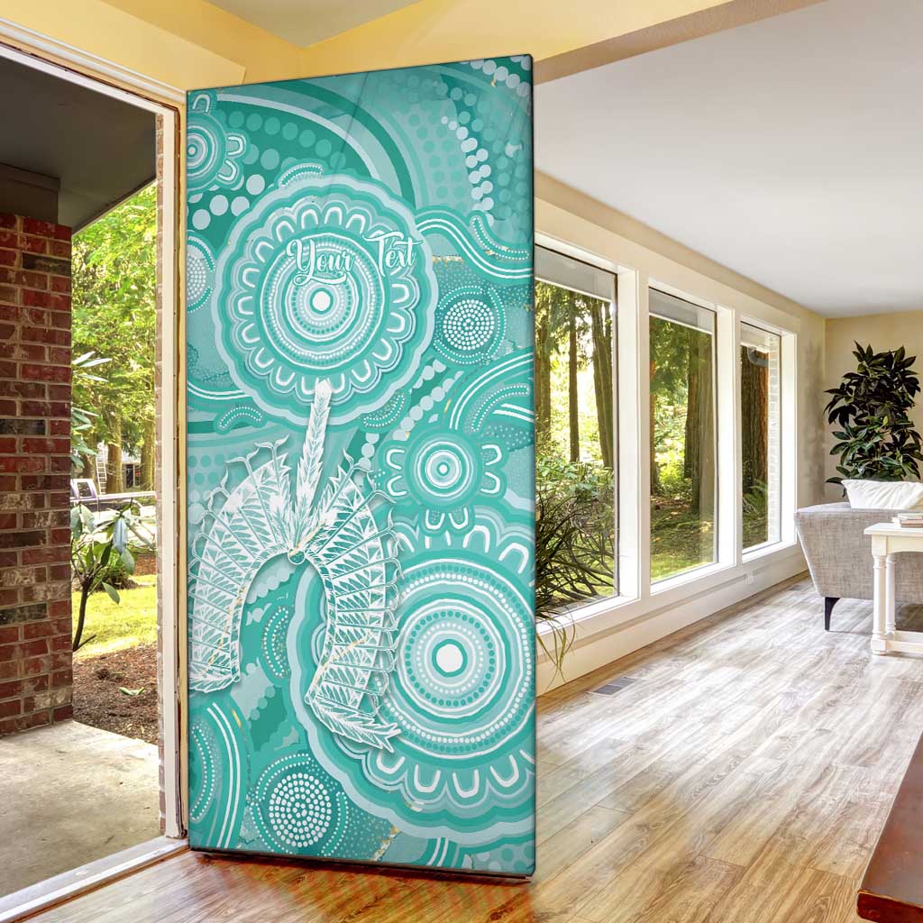 50 Years Deadly NAIDOC Week 2026 Personalised Door Cover Dhari Cyan Indigenous Art