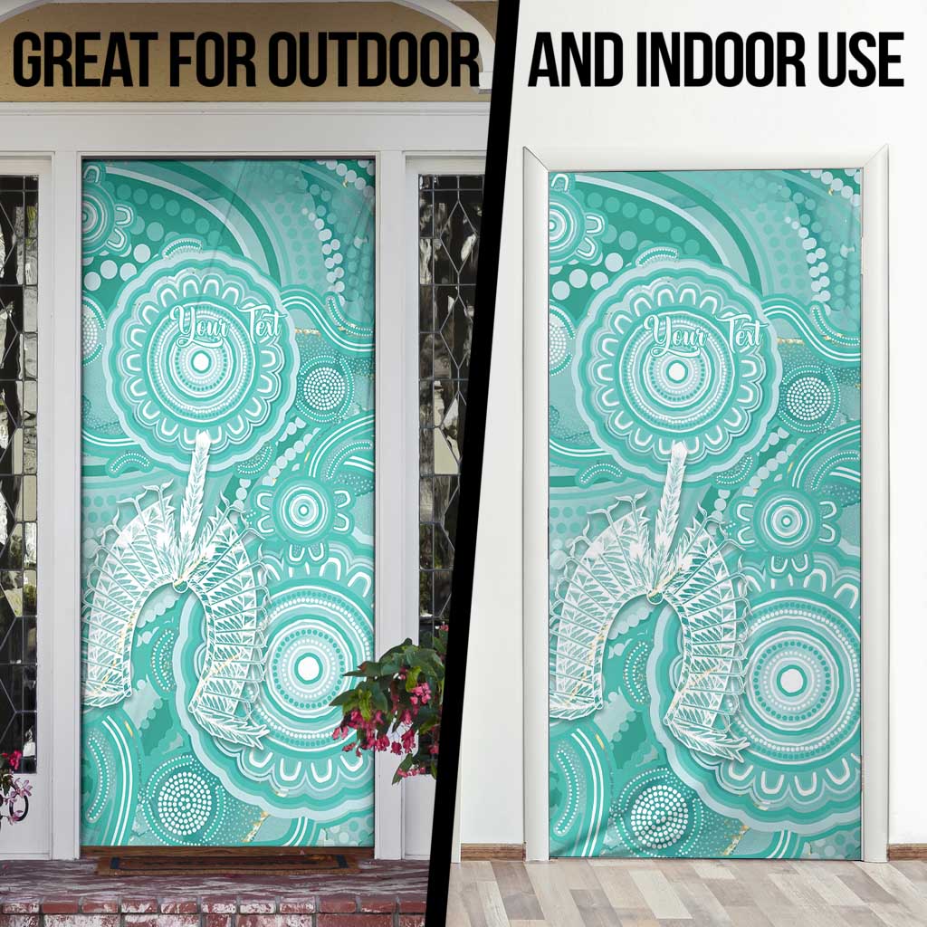 50 Years Deadly NAIDOC Week 2026 Personalised Door Cover Dhari Cyan Indigenous Art