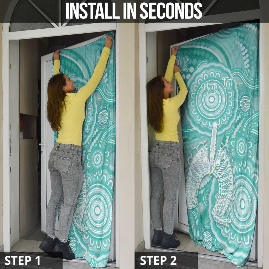 50 Years Deadly NAIDOC Week 2026 Personalised Door Cover Dhari Cyan Indigenous Art