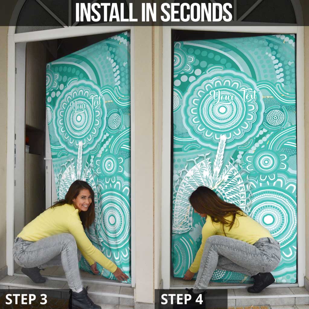 50 Years Deadly NAIDOC Week 2026 Personalised Door Cover Dhari Cyan Indigenous Art
