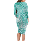 50 Years Deadly NAIDOC Week 2026 Personalised Family Matching Long Sleeve Bodycon Dress and Hawaiian Shirt Dhari Cyan Indigenous Art