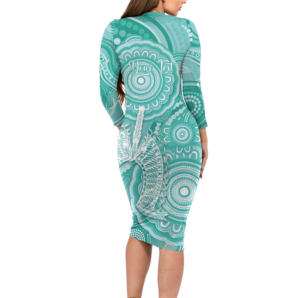 50 Years Deadly NAIDOC Week 2026 Personalised Family Matching Long Sleeve Bodycon Dress and Hawaiian Shirt Dhari Cyan Indigenous Art