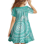 50 Years Deadly NAIDOC Week 2026 Personalised Family Matching Off Shoulder Short Dress and Hawaiian Shirt Dhari Cyan Indigenous Art