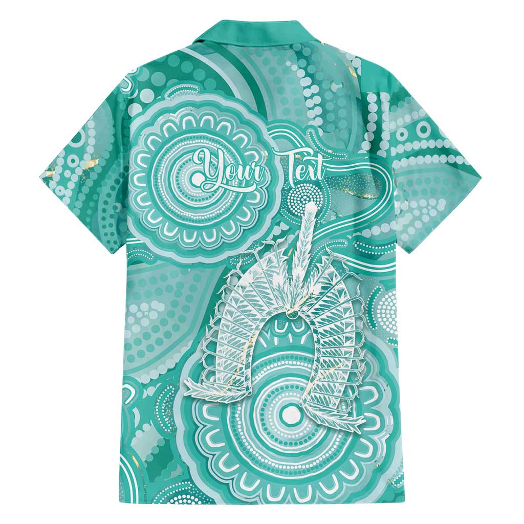 50 Years Deadly NAIDOC Week 2026 Personalised Family Matching Off Shoulder Short Dress and Hawaiian Shirt Dhari Cyan Indigenous Art