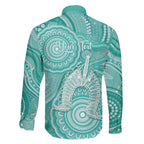50 Years Deadly NAIDOC Week 2026 Personalised Family Matching Off Shoulder Short Dress and Hawaiian Shirt Dhari Cyan Indigenous Art