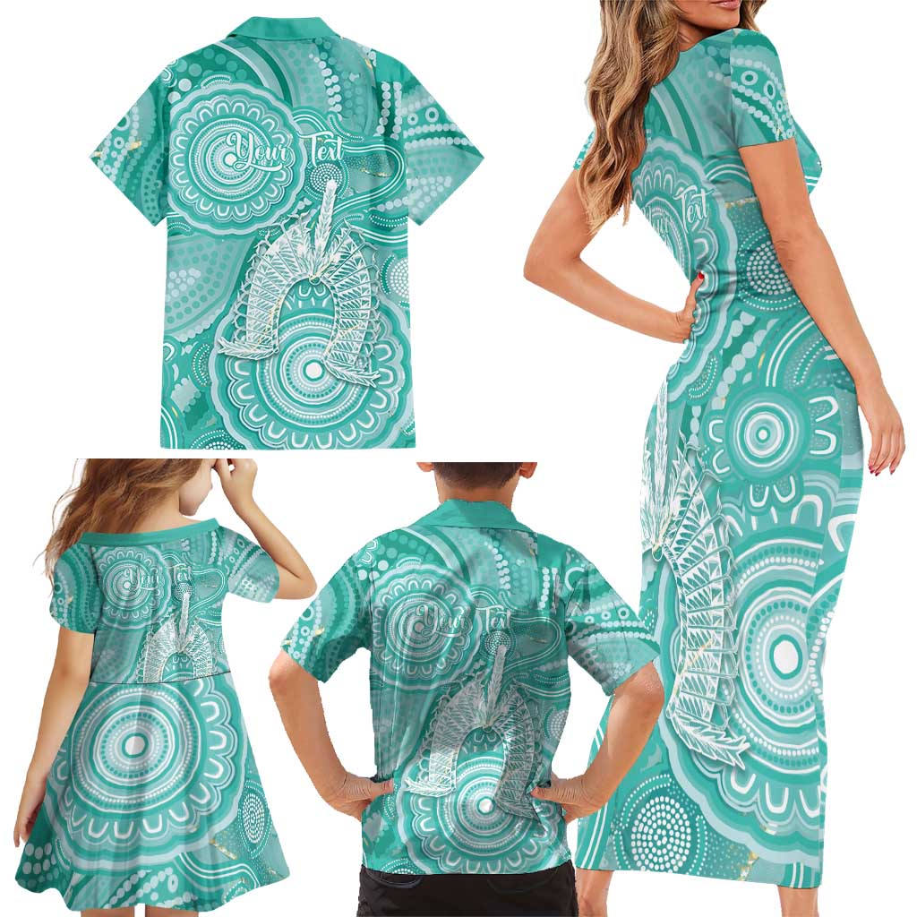 50 Years Deadly NAIDOC Week 2026 Personalised Family Matching Short Sleeve Bodycon Dress and Hawaiian Shirt Dhari Cyan Indigenous Art