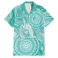 50 Years Deadly NAIDOC Week 2026 Personalised Family Matching Short Sleeve Bodycon Dress and Hawaiian Shirt Dhari Cyan Indigenous Art