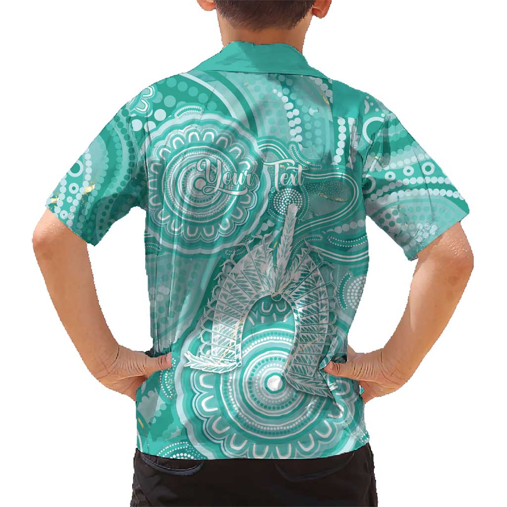 50 Years Deadly NAIDOC Week 2026 Personalised Family Matching Summer Maxi Dress and Hawaiian Shirt Dhari Cyan Indigenous Art