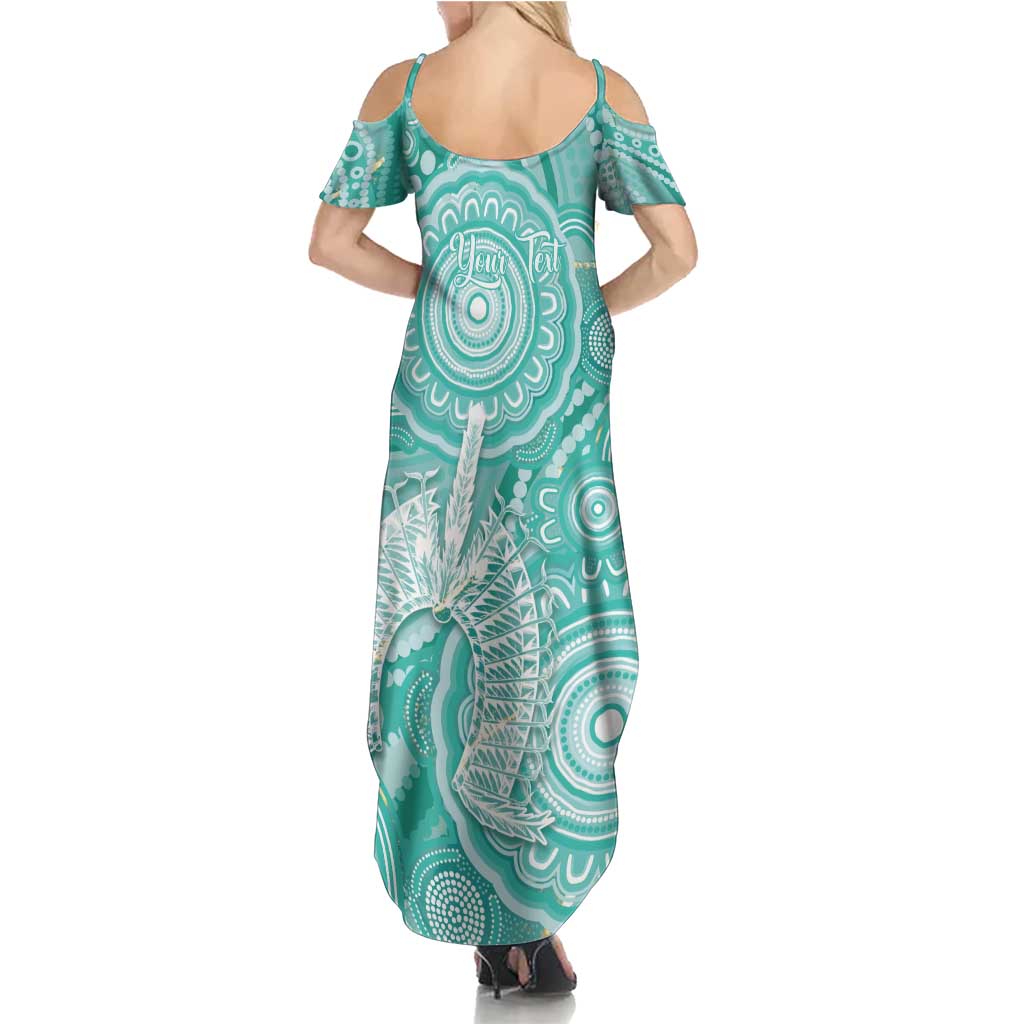 50 Years Deadly NAIDOC Week 2026 Personalised Family Matching Summer Maxi Dress and Hawaiian Shirt Dhari Cyan Indigenous Art