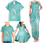 50 Years Deadly NAIDOC Week 2026 Personalised Family Matching Tank Maxi Dress and Hawaiian Shirt Dhari Cyan Indigenous Art