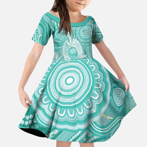 50 Years Deadly NAIDOC Week 2026 Personalised Family Matching Tank Maxi Dress and Hawaiian Shirt Dhari Cyan Indigenous Art