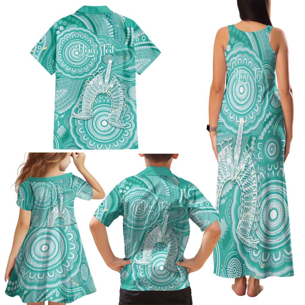 50 Years Deadly NAIDOC Week 2026 Personalised Family Matching Tank Maxi Dress and Hawaiian Shirt Dhari Cyan Indigenous Art