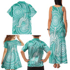 50 Years Deadly NAIDOC Week 2026 Personalised Family Matching Tank Maxi Dress and Hawaiian Shirt Dhari Cyan Indigenous Art