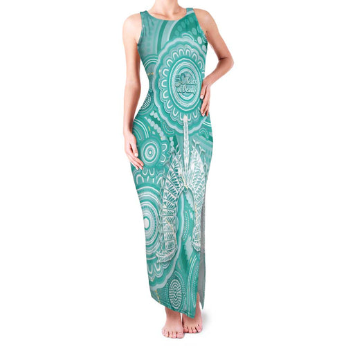 50 Years Deadly NAIDOC Week 2026 Personalised Family Matching Tank Maxi Dress and Hawaiian Shirt Dhari Cyan Indigenous Art