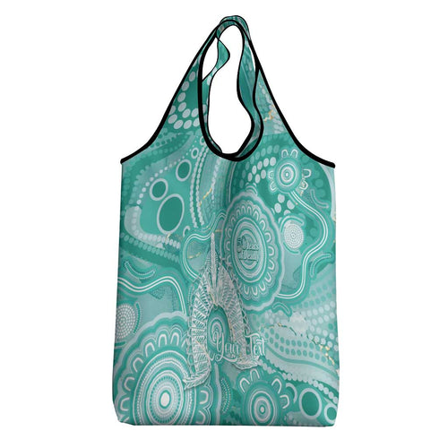 50 Years Deadly NAIDOC Week 2026 Personalised Grocery Bag Dhari Cyan Indigenous Art