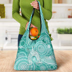 50 Years Deadly NAIDOC Week 2026 Personalised Grocery Bag Dhari Cyan Indigenous Art