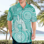 50 Years Deadly NAIDOC Week 2026 Personalised Hawaiian Shirt Dhari Cyan Indigenous Art