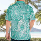 50 Years Deadly NAIDOC Week 2026 Personalised Hawaiian Shirt Dhari Cyan Indigenous Art
