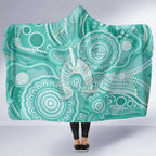 50 Years Deadly NAIDOC Week 2026 Personalised Hooded Blanket Dhari Cyan Indigenous Art