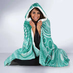50 Years Deadly NAIDOC Week 2026 Personalised Hooded Blanket Dhari Cyan Indigenous Art