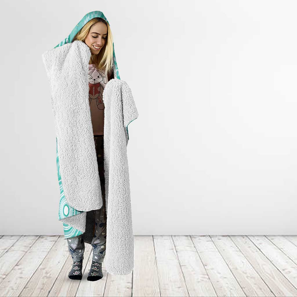 50 Years Deadly NAIDOC Week 2026 Personalised Hooded Blanket Dhari Cyan Indigenous Art