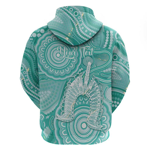50 Years Deadly NAIDOC Week 2026 Personalised Hoodie Dhari Cyan Indigenous Art