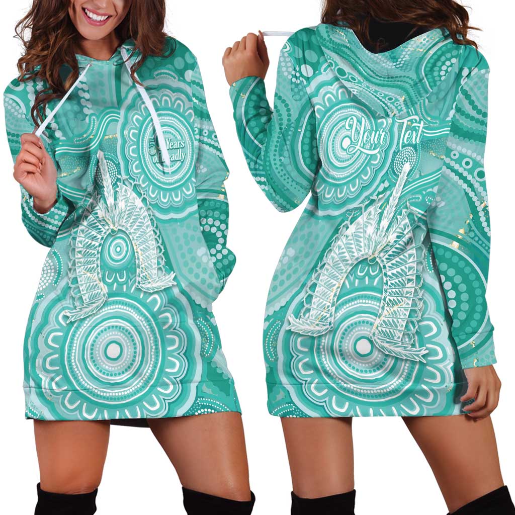 50 Years Deadly NAIDOC Week 2026 Personalised Hoodie Dress Dhari Cyan Indigenous Art