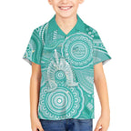 50 Years Deadly NAIDOC Week 2026 Personalised Kid Hawaiian Shirt Dhari Cyan Indigenous Art