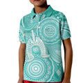 50 Years Deadly NAIDOC Week 2026 Personalised Kid Polo Shirt Dhari Cyan Indigenous Art
