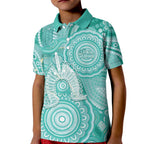 50 Years Deadly NAIDOC Week 2026 Personalised Kid Polo Shirt Dhari Cyan Indigenous Art