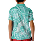 50 Years Deadly NAIDOC Week 2026 Personalised Kid Polo Shirt Dhari Cyan Indigenous Art