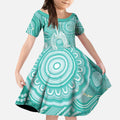 50 Years Deadly NAIDOC Week 2026 Personalised Kid Short Sleeve Dress Dhari Cyan Indigenous Art