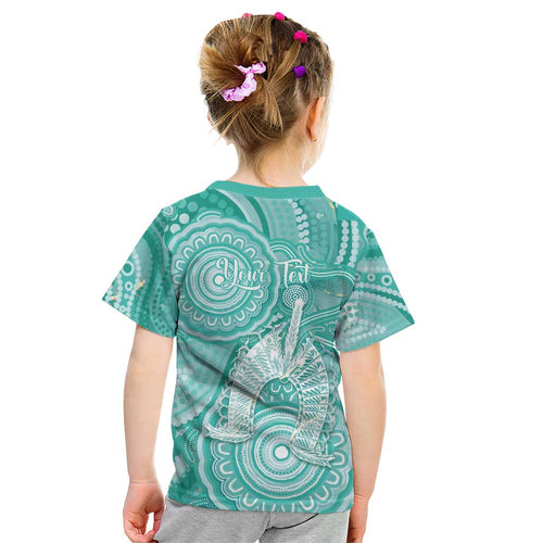 50 Years Deadly NAIDOC Week 2026 Personalised Kid T Shirt Dhari Cyan Indigenous Art