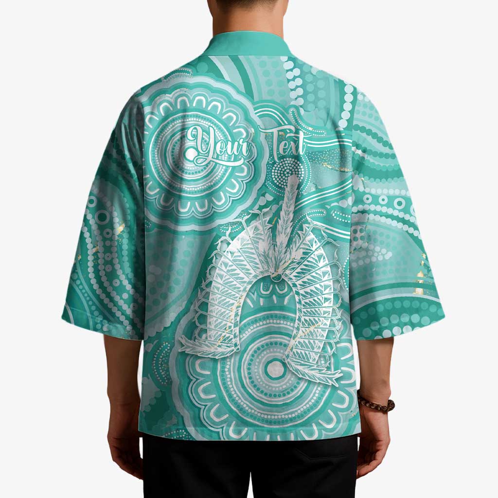 50 Years Deadly NAIDOC Week 2026 Personalised Kimono Dhari Cyan Indigenous Art