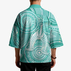 50 Years Deadly NAIDOC Week 2026 Personalised Kimono Dhari Cyan Indigenous Art