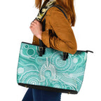 50 Years Deadly NAIDOC Week 2026 Personalised Leather Tote Bag Dhari Cyan Indigenous Art
