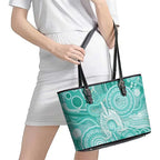50 Years Deadly NAIDOC Week 2026 Personalised Leather Tote Bag Dhari Cyan Indigenous Art