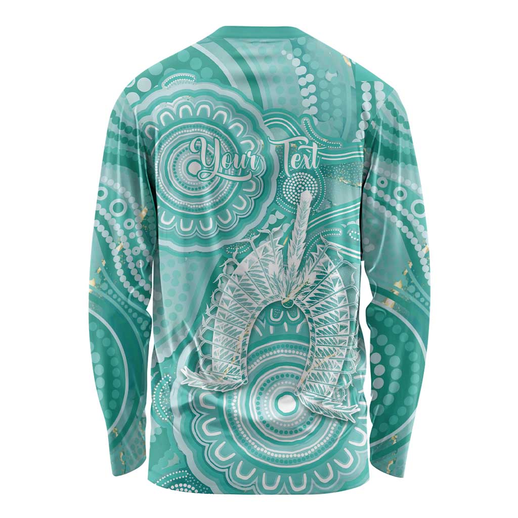 50 Years Deadly NAIDOC Week 2026 Personalised Long Sleeve Shirt Dhari Cyan Indigenous Art