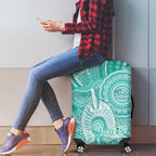 50 Years Deadly NAIDOC Week 2026 Personalised Luggage Cover Dhari Cyan Indigenous Art