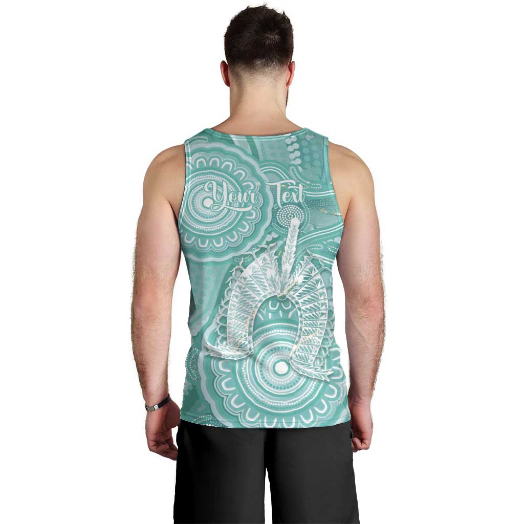 50 Years Deadly NAIDOC Week 2026 Personalised Men Tank Top Dhari Cyan Indigenous Art