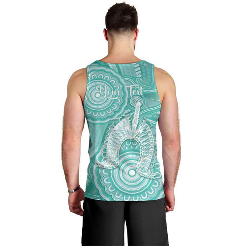 50 Years Deadly NAIDOC Week 2026 Personalised Men Tank Top Dhari Cyan Indigenous Art