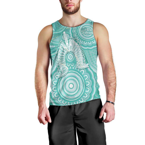 50 Years Deadly NAIDOC Week 2026 Personalised Men Tank Top Dhari Cyan Indigenous Art