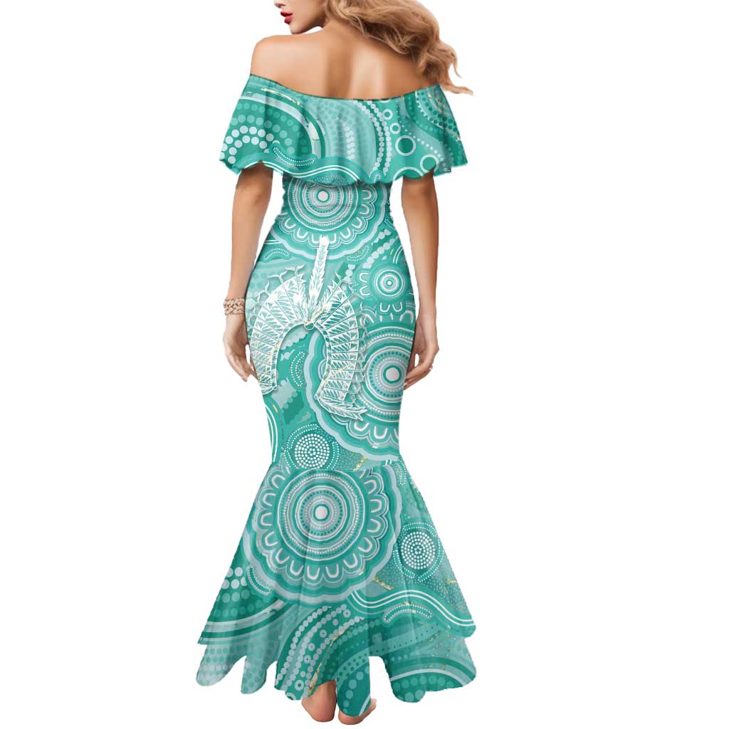 50 Years Deadly NAIDOC Week 2026 Personalised Mermaid Dress Dhari Cyan Indigenous Art