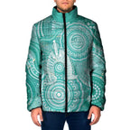 50 Years Deadly NAIDOC Week 2026 Personalised Padded Jacket Dhari Cyan Indigenous Art