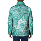 50 Years Deadly NAIDOC Week 2026 Personalised Padded Jacket Dhari Cyan Indigenous Art
