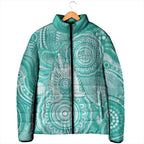 50 Years Deadly NAIDOC Week 2026 Personalised Padded Jacket Dhari Cyan Indigenous Art