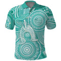 50 Years Deadly NAIDOC Week 2026 Personalised Polo Shirt Dhari Cyan Indigenous Art